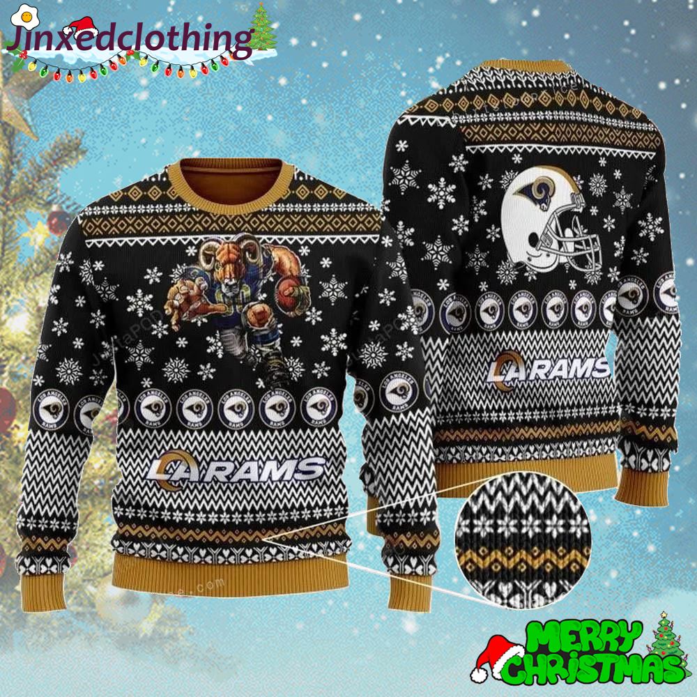 Sports Football Team Los Angeles Ram With Rampage The Mascot For Football Fans Ugly Sweater Christmas Holiday 